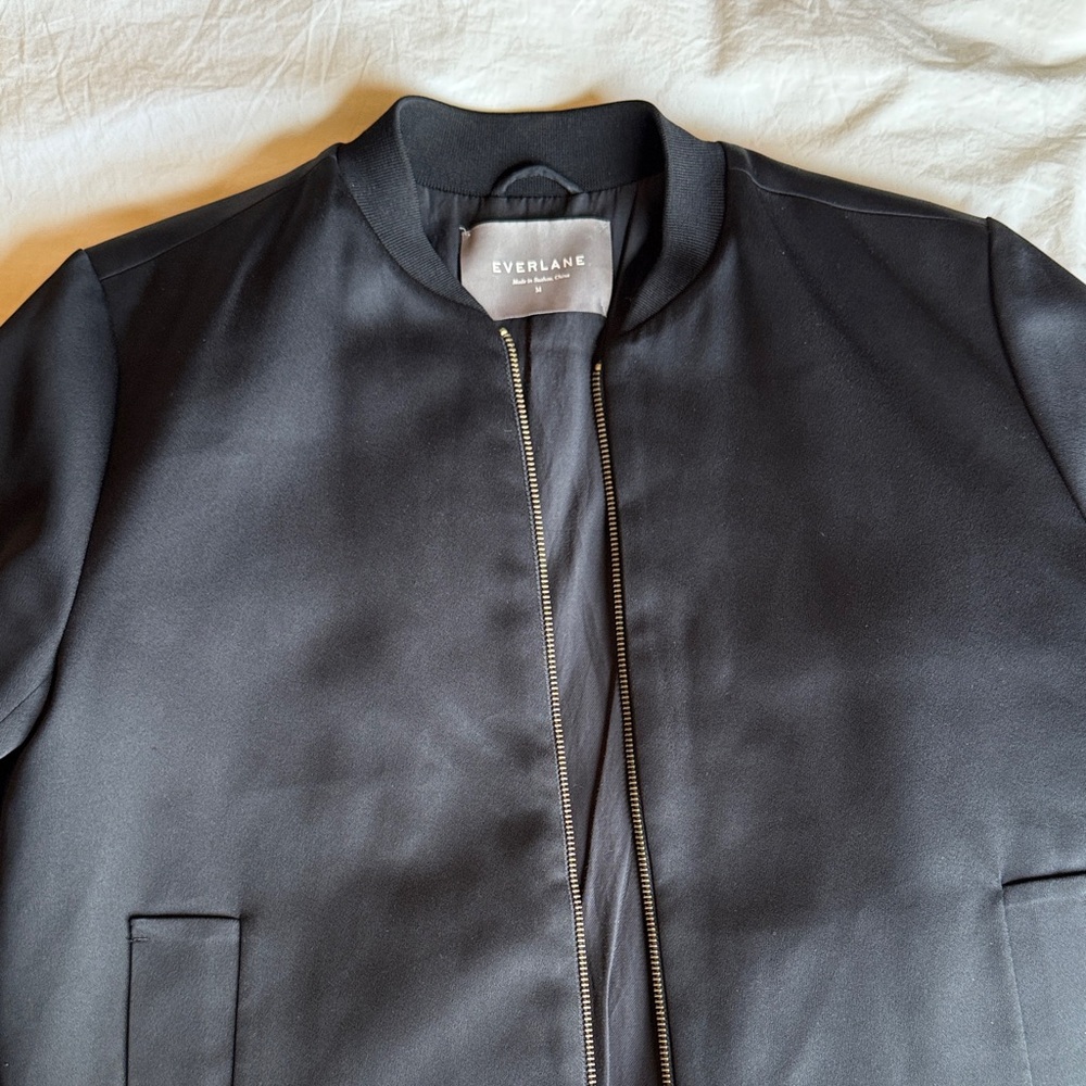 Everlane Womens Black Bomber Jacket